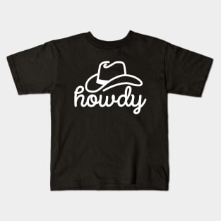 Howdy Cowboy Hat Line Art Western Country USA Kids T-Shirt